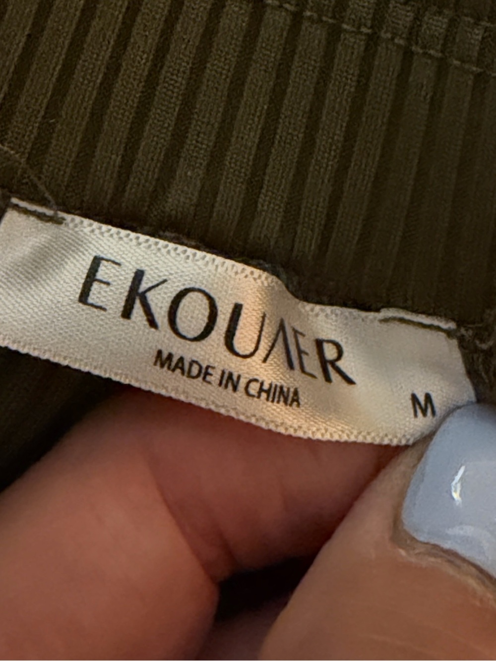 Ekouaer Lounge Set for Women: 2 Piece Ribbed Knit Outfit in Army Green, Size Med - Picture 13 of 15
